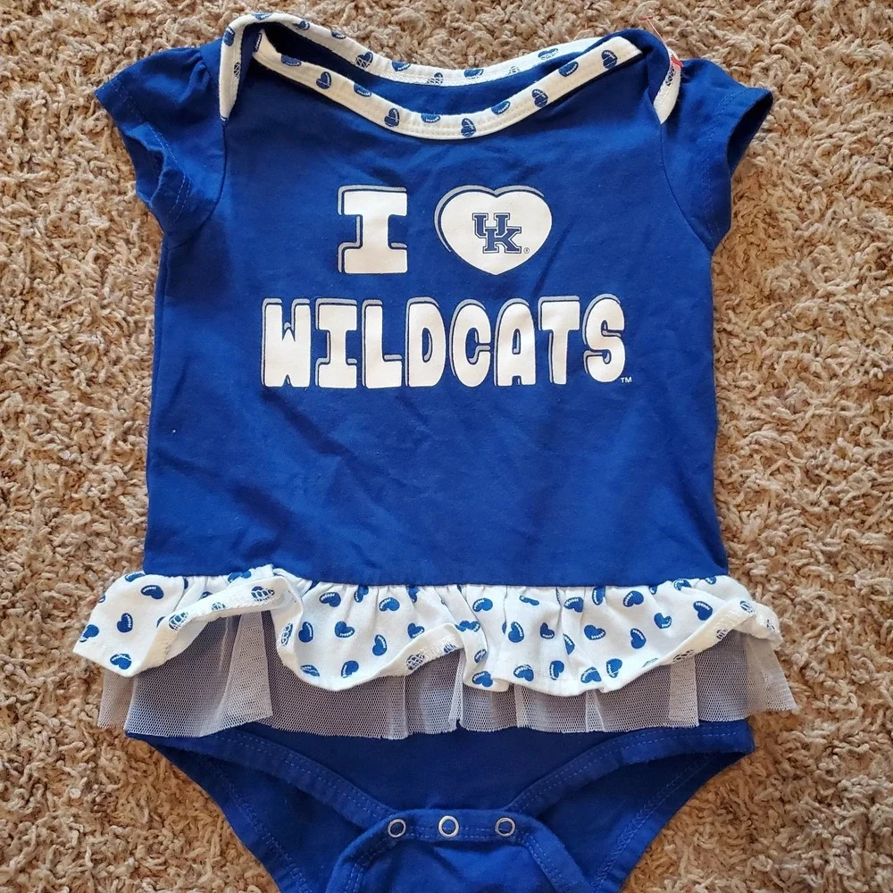 Blue UK Wildcats Baby bodysuit Tutu, girls size 6 To‎ 9 Months Ncaa One Piece